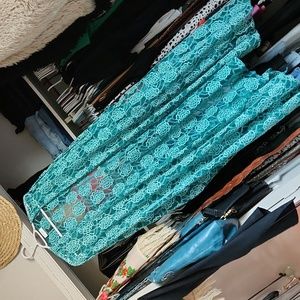 Teal Sheer Lace Beach Kimono